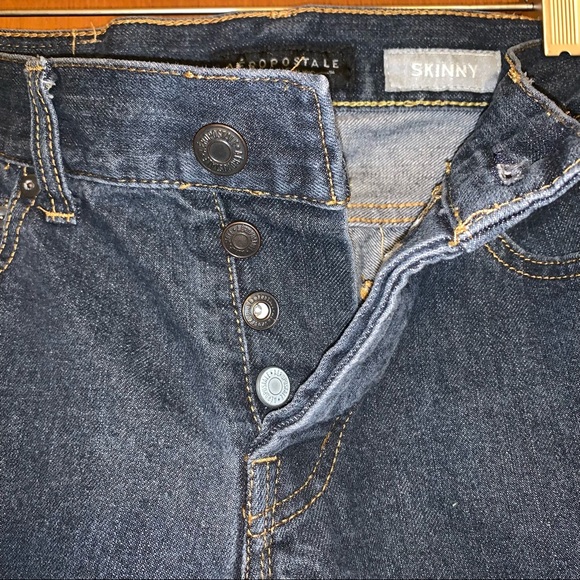 Men’s 30/32 AEROPOSTALE SKINNY Dark Denim Button Fly Jeans W30 x L32 Excellent - Picture 6 of 12